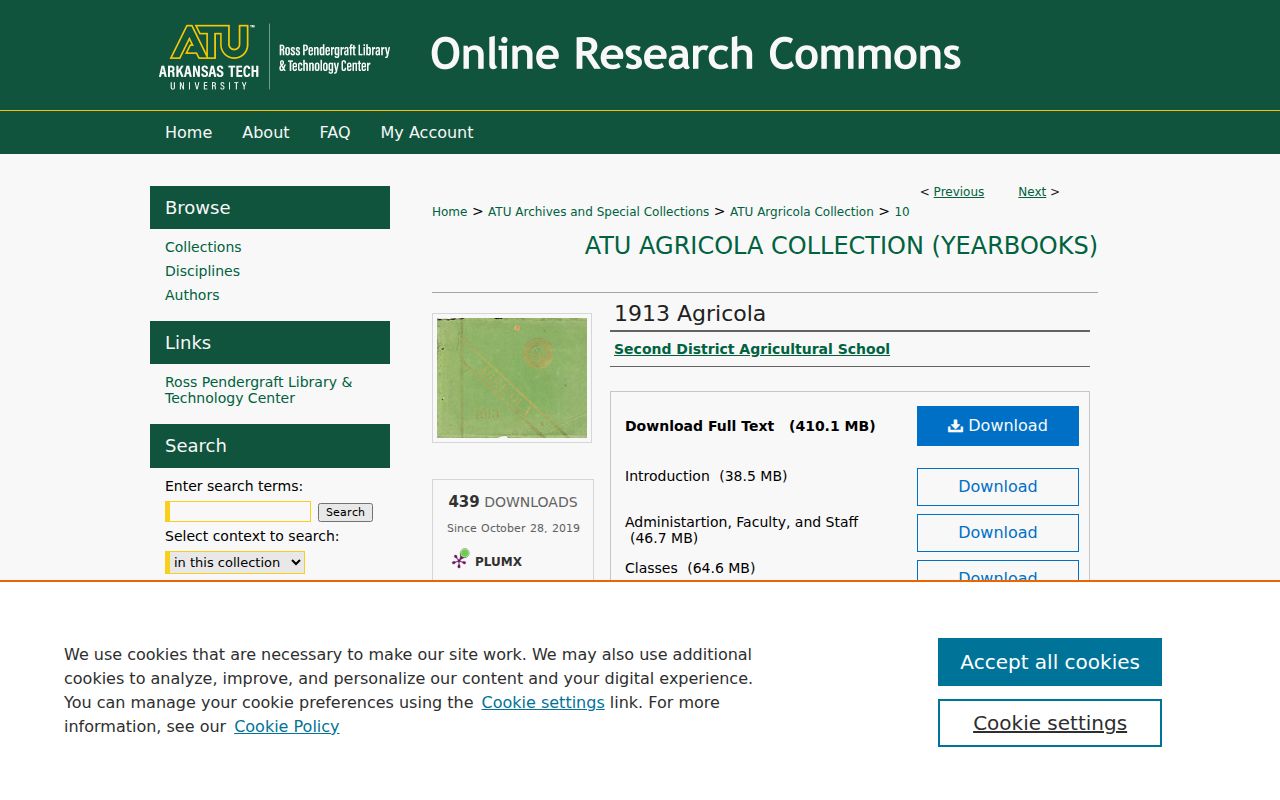 Russellville city directory research in the 1913 Arkansas Tech Agricola repository