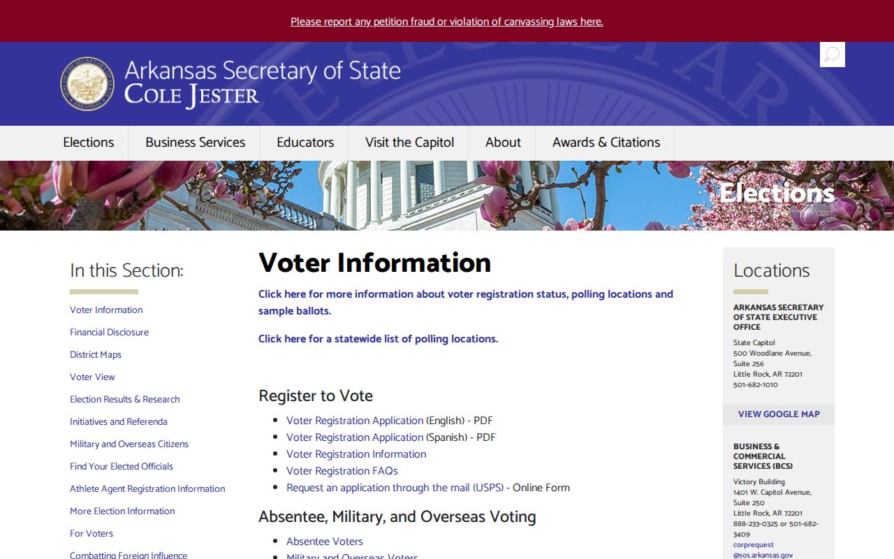 Russellville neighbors Arkansas voter information page