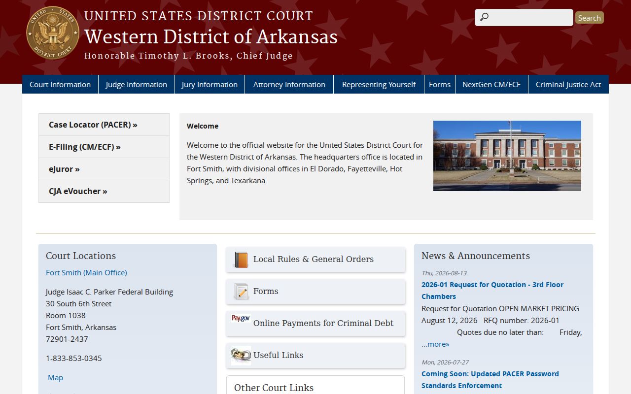 Russellville previous residents Western District of Arkansas court source