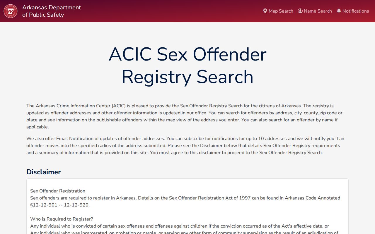 Russellville resident lookup through the Arkansas offender registry
