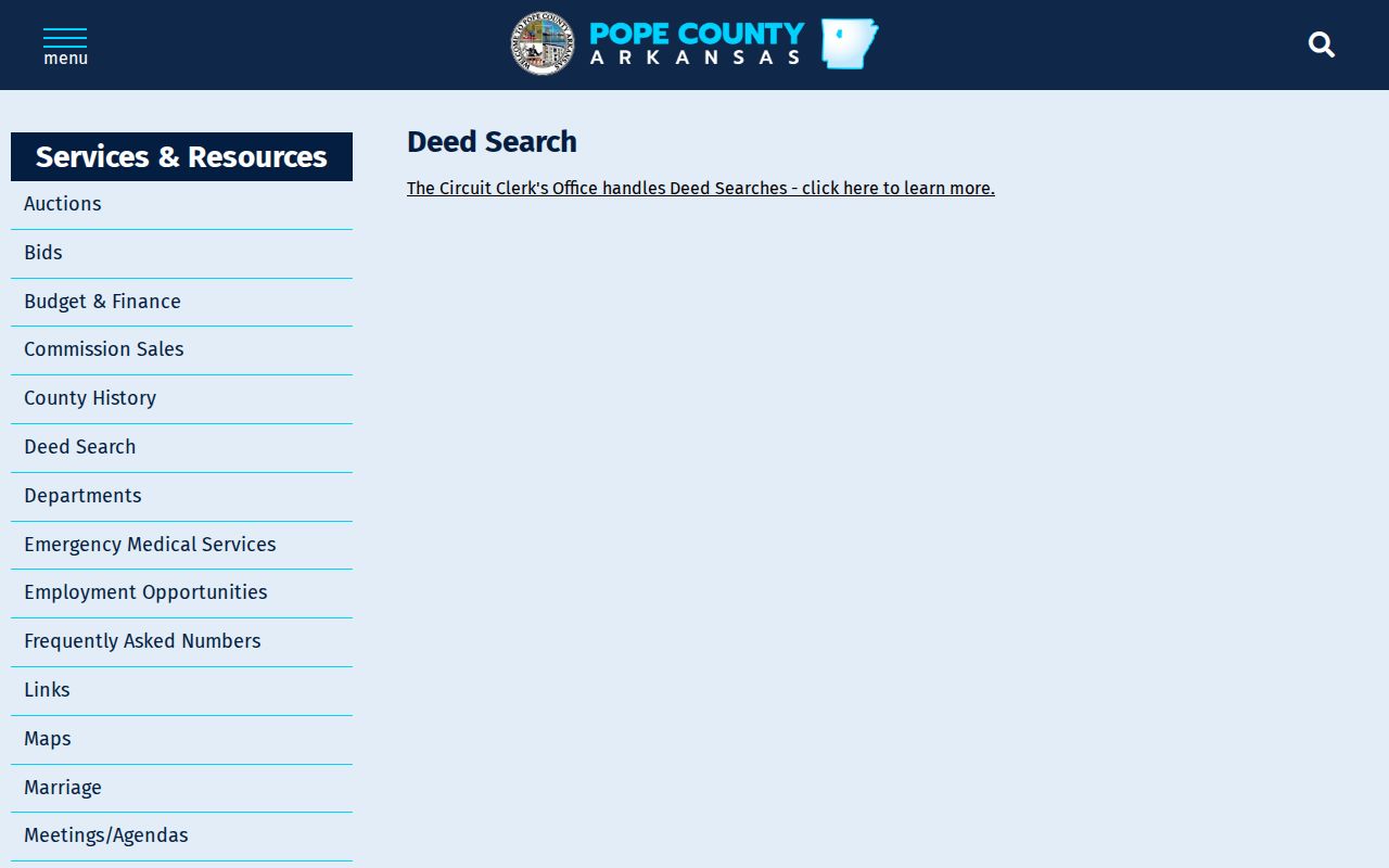 Russellville street directory Pope County deed search route