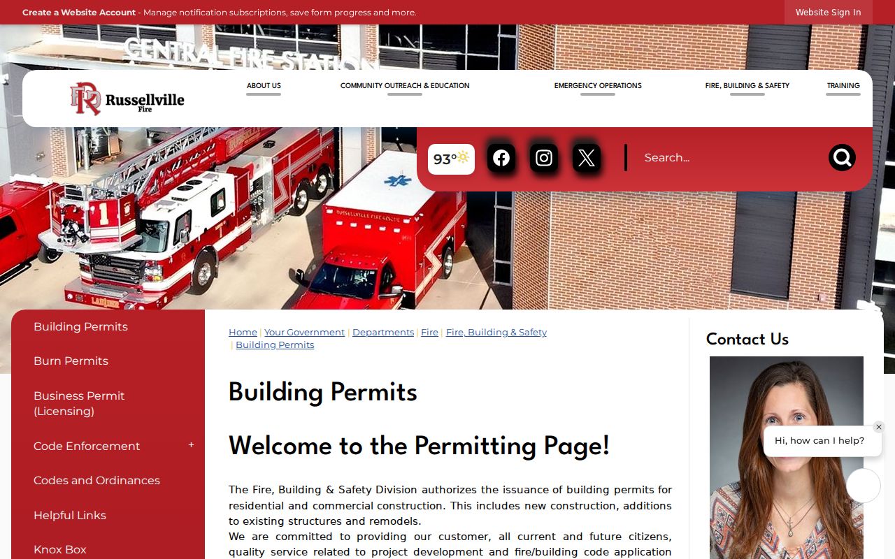 Russellville street directory building permit access page