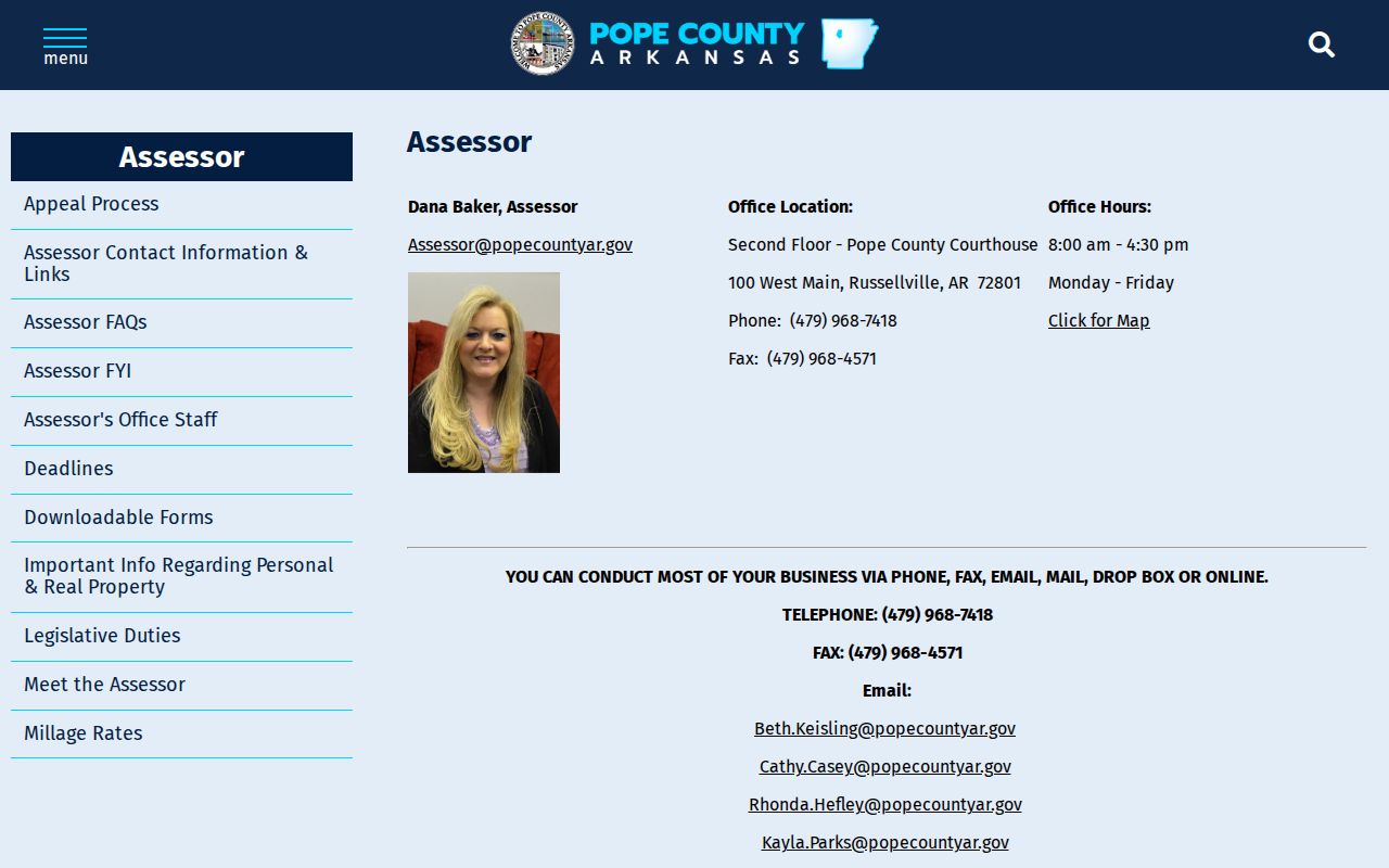 Russellville ZIP code directory Pope County Assessor page